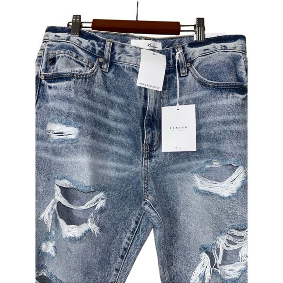 Kancan high waisted relaxed thigh tapered leg mom jeans distressed size 11 new - Picture 3 of 14